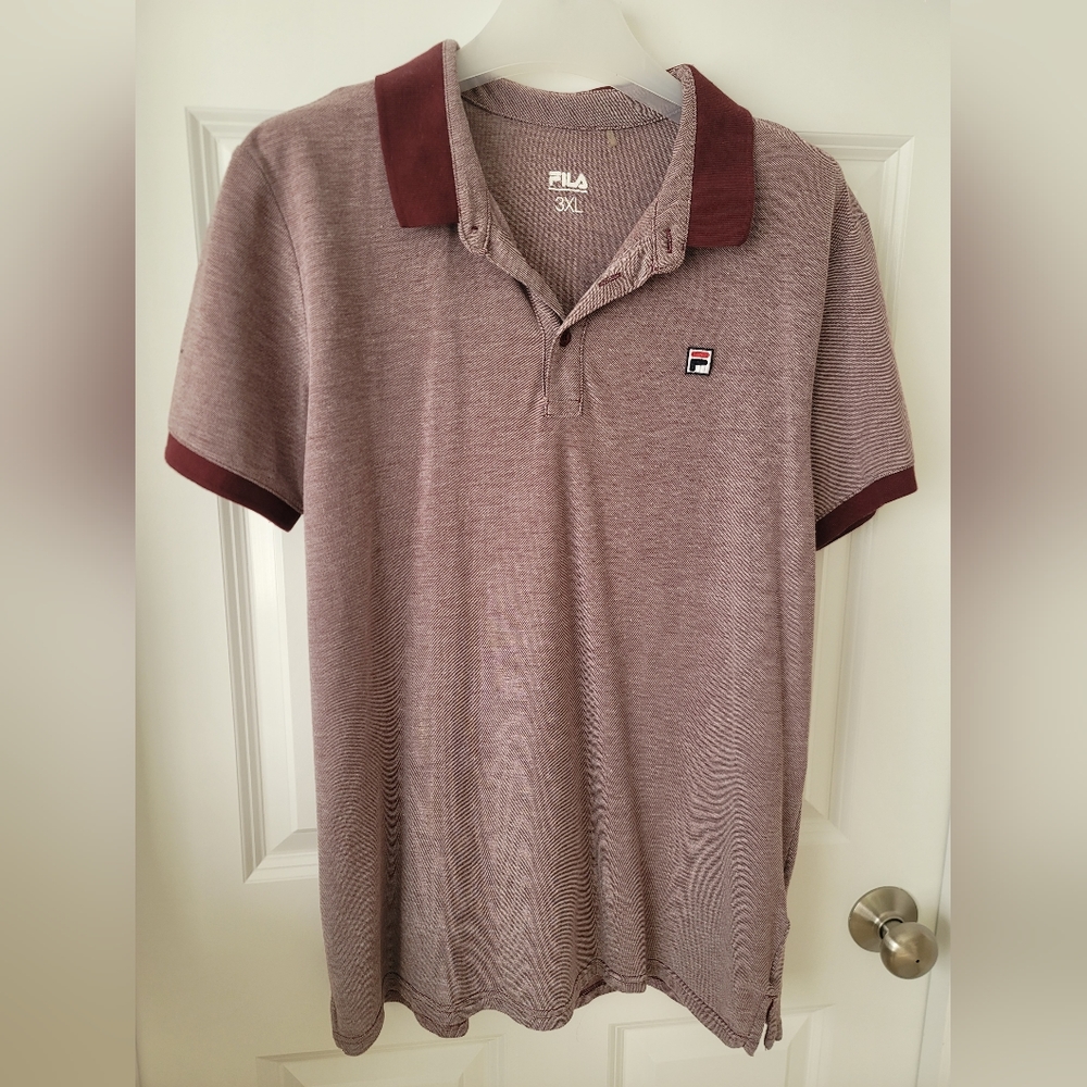 FILA Men's logo embroidered short sleeve polo shirt